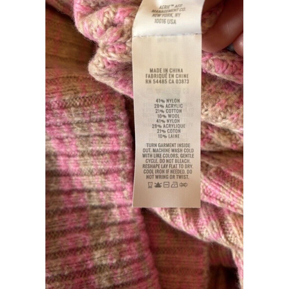 Aerie 1/4 Zip Sweater Women's Sz XL Tan Pink Soft - Picture 6 of 8